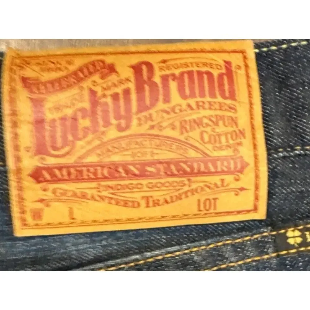 Lucky Brand Classic Dungarees Jeans Mens 36x32 Dark Wash Denim Blue Boot Cut Y2K